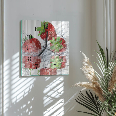Moderne wanduhr quadratisch Erdbeeren