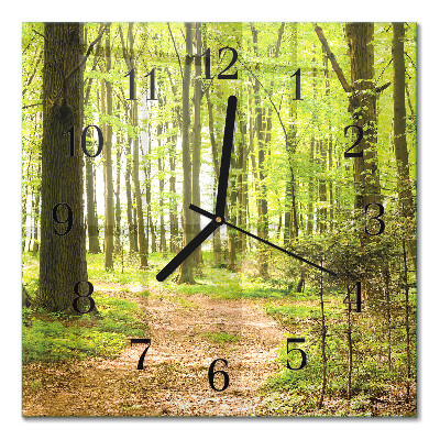 Moderne wanduhr quadratisch Wald