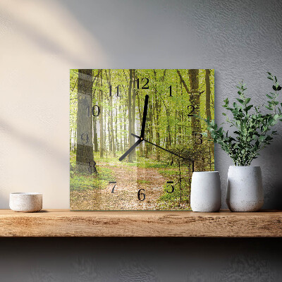 Moderne wanduhr quadratisch Wald
