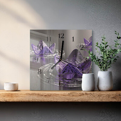 Wanduhr mit motiv quadratisch Glasblumen