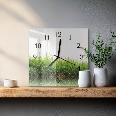 Quadratische wanduhr Gras