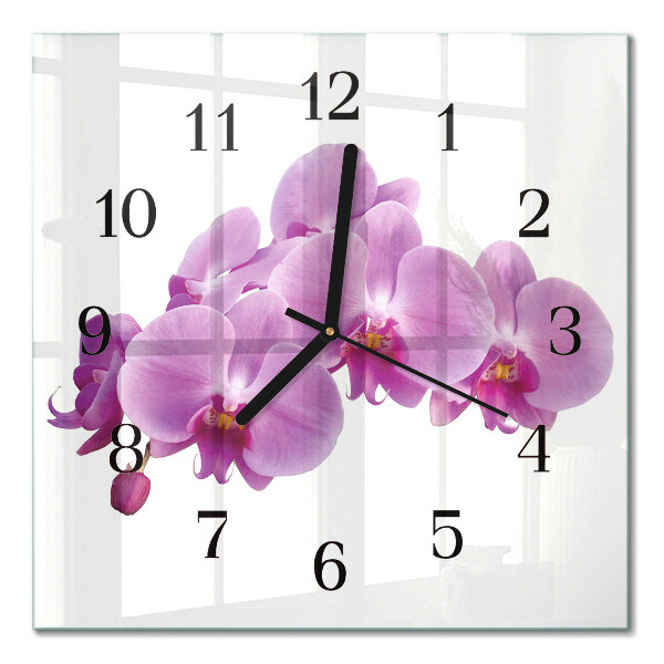 Quadratische wanduhr modern Orchidee