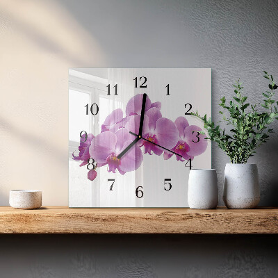 Quadratische wanduhr modern Orchidee