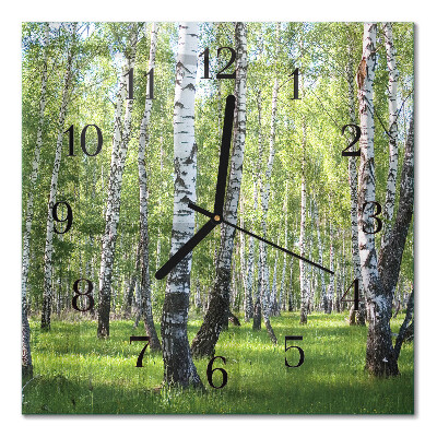Quadratische wanduhr modern Birkenwald