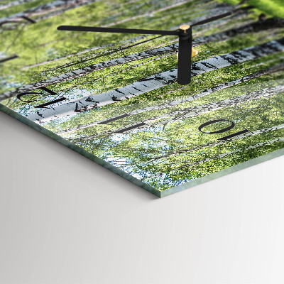 Quadratische wanduhr modern Birkenwald
