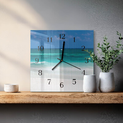 Moderne wanduhr quadratisch Strand Meer