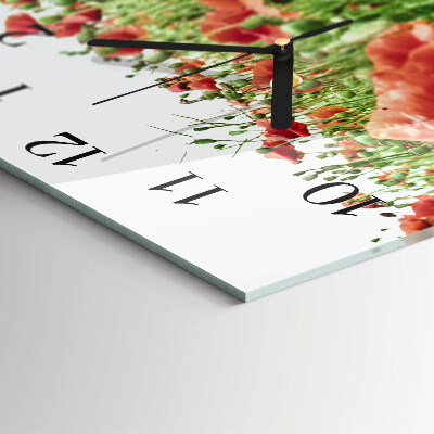 Quadratische wanduhr Mohnblumen