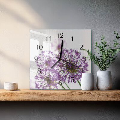 Glasuhr quadratisch Blume