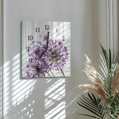 Glasuhr quadratisch Blume