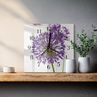 Quadratische wanduhr modern Blume