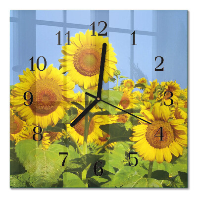 Wanduhr mit motiv quadratisch Sonnenblumen