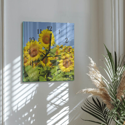Wanduhr mit motiv quadratisch Sonnenblumen
