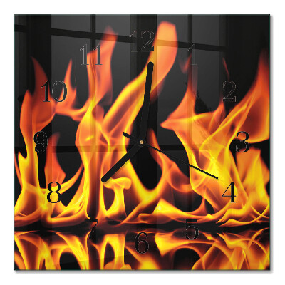 Quadratische wanduhr Feuer