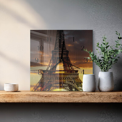 Wanduhr mit motiv quadratisch Eiffelturm Paris