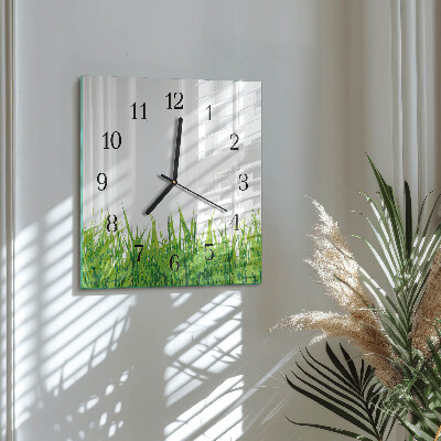 Quadratische wanduhr modern Gras