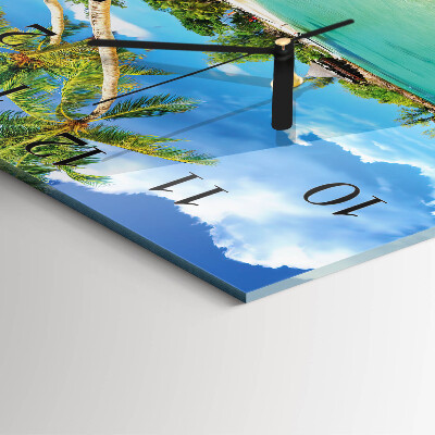 Quadratische wanduhr Palmen am Strand