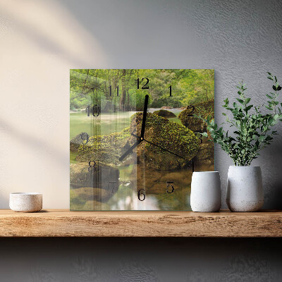 Quadratische wanduhr Flusslandschaft
