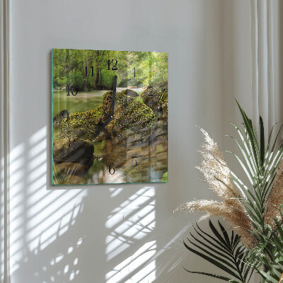 Quadratische wanduhr Flusslandschaft