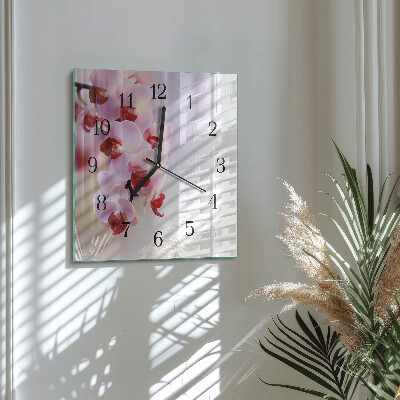 Moderne wanduhr quadratisch Orchidee