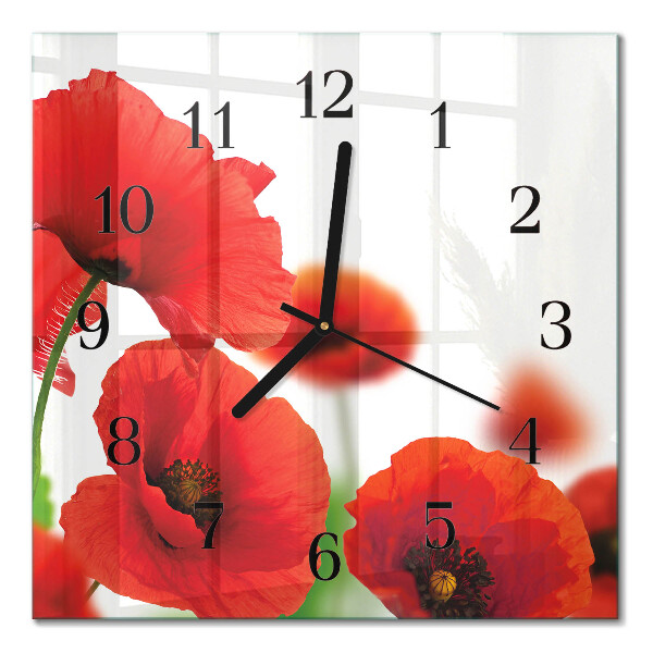 Wanduhr mit motiv quadratisch Mohnblumen