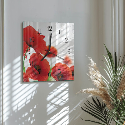 Wanduhr mit motiv quadratisch Mohnblumen