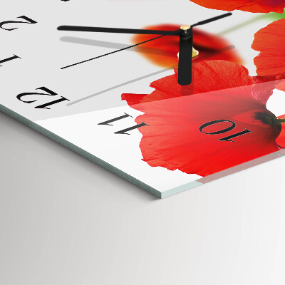 Wanduhr mit motiv quadratisch Mohnblumen