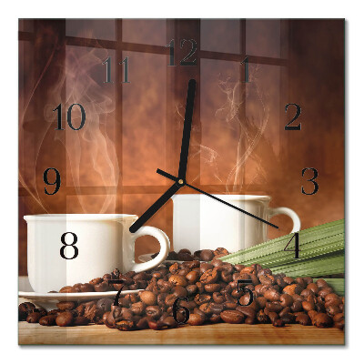 Quadratische wanduhr modern Tassen Kaffee