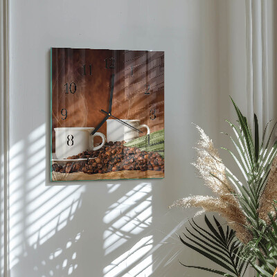 Quadratische wanduhr modern Tassen Kaffee