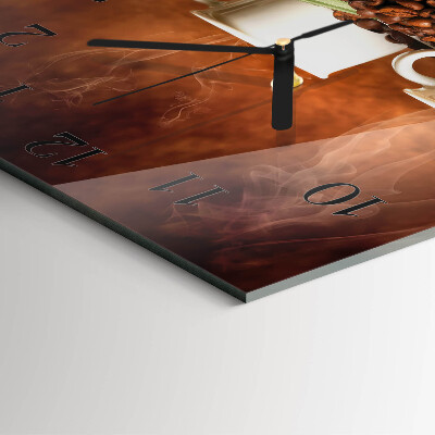 Quadratische wanduhr modern Tassen Kaffee