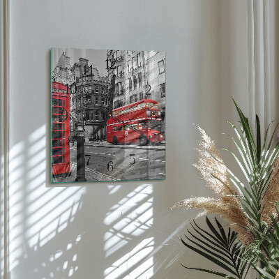 Quadratische wanduhr Roter Bus