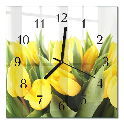 Wanduhr mit motiv quadratisch Tulpen