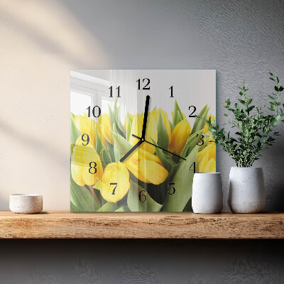 Wanduhr mit motiv quadratisch Tulpen