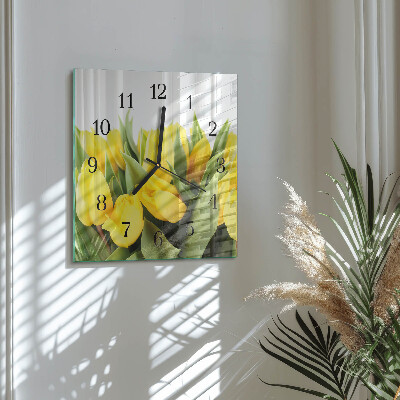 Wanduhr mit motiv quadratisch Tulpen
