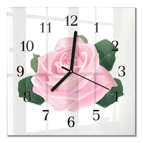 Quadratische wanduhr Rose