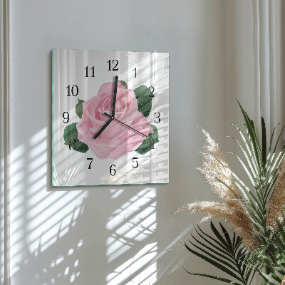 Quadratische wanduhr Rose