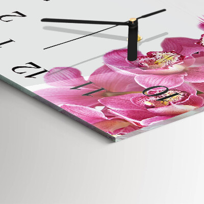 Moderne wanduhr quadratisch Orchidee