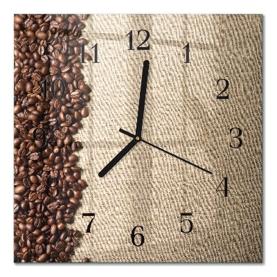 Quadratische wanduhr Kaffeebohnen