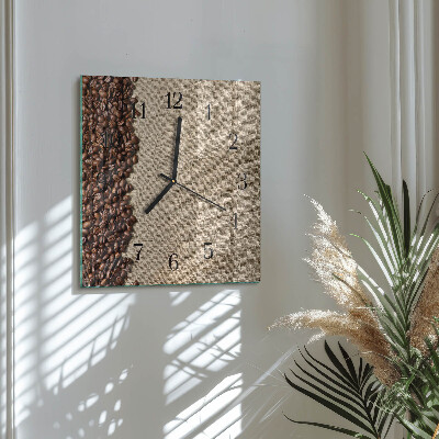 Quadratische wanduhr Kaffeebohnen