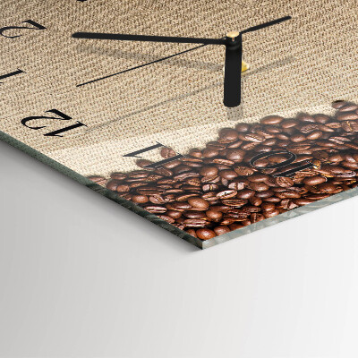 Quadratische wanduhr Kaffeebohnen