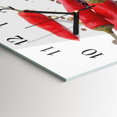 Quadratische wanduhr Chilischoten
