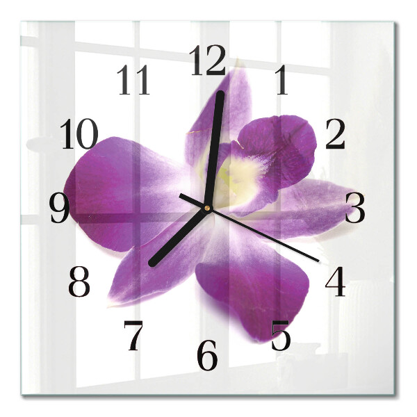 Quadratische wanduhr modern Orchideenblüte