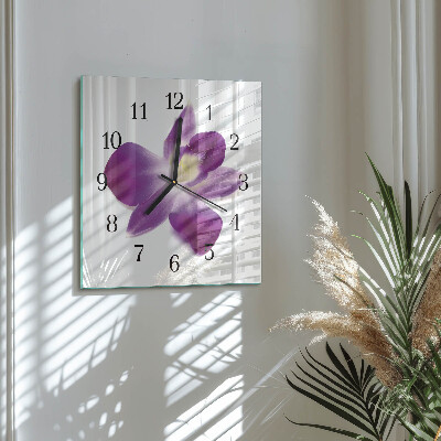 Quadratische wanduhr modern Orchideenblüte