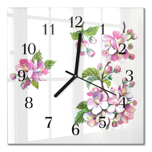 Quadratische wanduhr Blumen