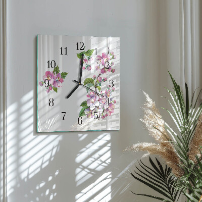 Quadratische wanduhr Blumen