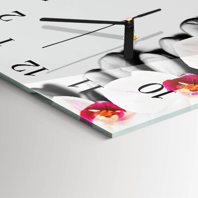 Quadratische wanduhr modern Steine ​​und Orchideen