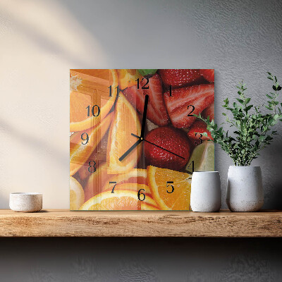 Quadratische wanduhr modern Obst