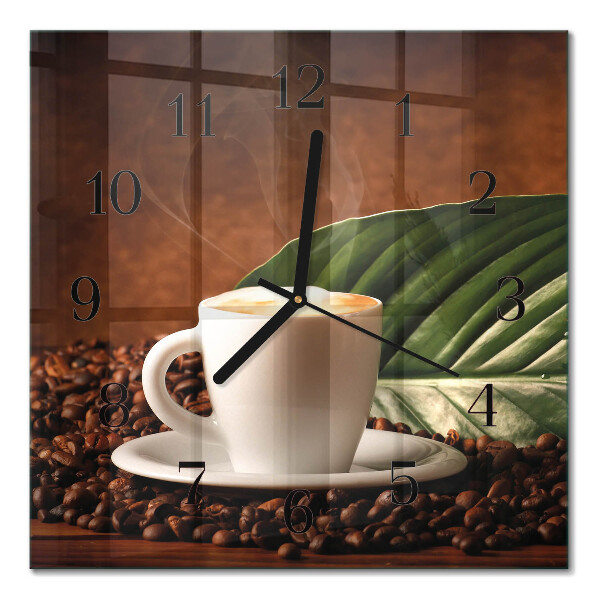 Glasuhr quadratisch Eine Tasse Kaffee