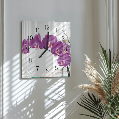Quadratische wanduhr Orchidee