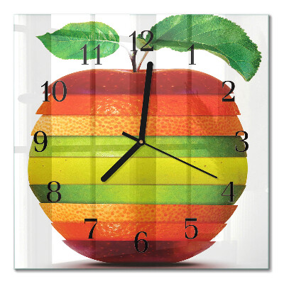 Quadratische wanduhr modern Apfel