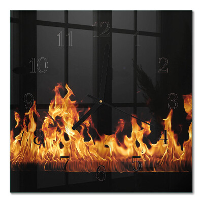 Glasuhr quadratisch Feuer